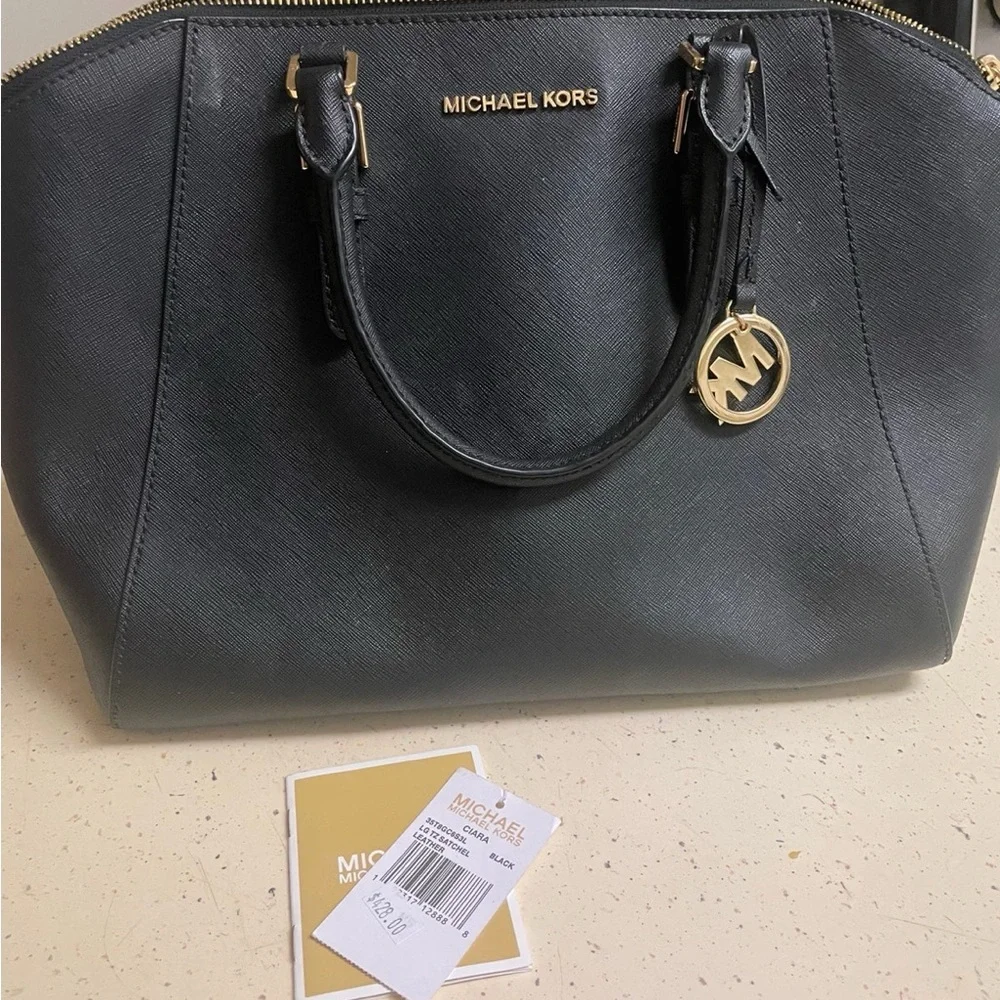 Michael Kors Black Satchel with Gold Accents - Picture 1 of 1